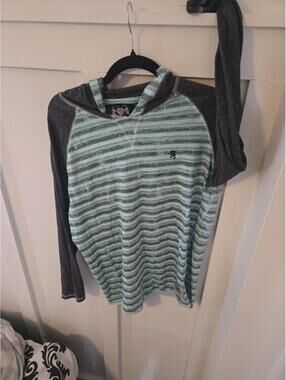 Lions Crest Mens Striped Raglan Hoodie Size Medium